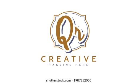 QR Initials, handwriting logo vector