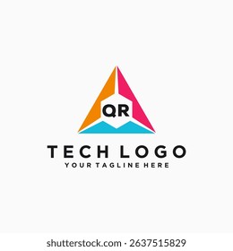 QR Initials Tech Logo Vector Art Icons and Graphics