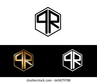 QR letters linked with hexagon shape logo
