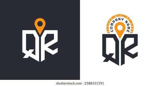 QR Location Logo Bundle. Letter QR Logo Dual Vector Icons for Recruitment and Navigation