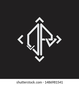 QR Logo Abstrac letter Monogram with Arrow in every side isolated on black background
