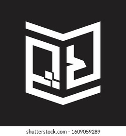 QR Logo Emblem Monogram With Shield Style Design Template Isolated On Black Background