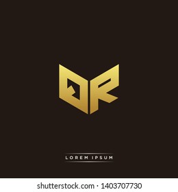 QR Logo Letter Initial Logo Designs Templete with Gold and Black Background
