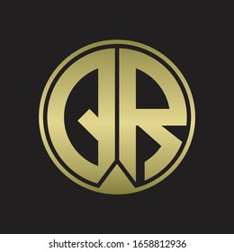 QR Logo monogram circle with piece ribbon style on gold colors