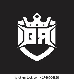 QR Logo monogram isolated with shield and crown design template