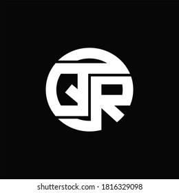 QR Logo monogram with rounded line swipe design template on black background