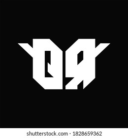 QR Logo monogram with single wings design template on black background