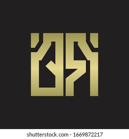 Logotipo QR con una plantilla de diseño de forma sencilla con colores dorados