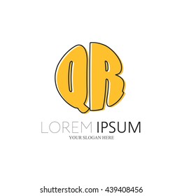 QR Logo. Vector Graphic Sphere Branding Letter Element. White Background