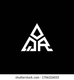 QR monogram logo with 3 pieces shape isolated on triangle design template