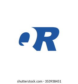 QR negative space letter logo blue