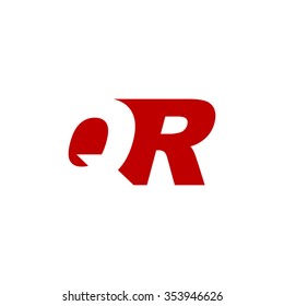 QR negative space letter logo red