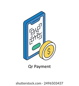 QR Pago Icono de estilo isométrico. Símbolo sobre fondo blanco EPS 10 Archivo 