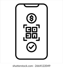 Qr Payment Outline Icon Vector Illustration