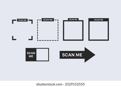 QR phone scan icon set. Technology, barcode, product scanner concepts. Flat vector design isolated illustration.