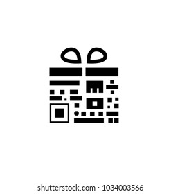 QR present icon. Payment symbol. Digital sign. Line icon. Flat design. Vector Illustration.
