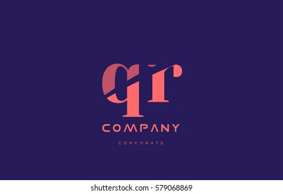 qr q r alphabet small letter blue pink creative design vector company logo icon template 