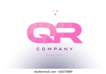 qr q r letter alphabet text pink purple dots creative company logo vector icon design template