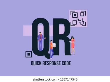 QR Quick Response Code. Binary Code For Product Identification Management Business Strategy Payment By Credit Card Social Media Marketing Technologies Vector Informational Online Reference.