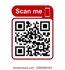 QR - Quick Response Code, Inscription scan me, Qr code for smartphone, payment, mobile app scan – vector for stock