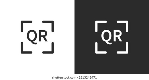 Ilustración de código de barras de escaneo QR en 2 variaciones aisladas para la interfaz de usuario. Iconos del vector en estilo plano
