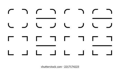QR scan icon vector icon set. Scan frame symbol. Digital scanning qr code illustration