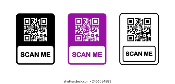 QR scanner label. QR code vector icon. Scan me qr-code illustration isolated.