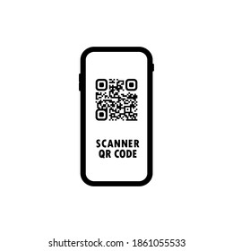 QR Scanner. Mobile Phone Scans QR Code. For Digital Payment Concept. Vector On Isolated White Background. EPS 10