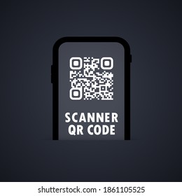 QR Scanner. Mobile Phone Scans QR Code. For Digital Payment Concept. Vector On Isolated Background. EPS 10.