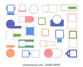 Marcos de pegatinas Qr, Pequeñas etiquetas adhesivas con código de respuesta rápida impreso en la superficie. Vector de herramientas convenientes y modernas para acceder a la información a través del escaneo. Comercialización e intercambio de información