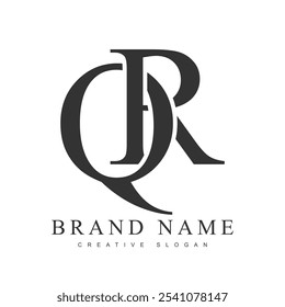 QR trendy logotype template. Initial letter q and r classic font style. Creative logo for company name or identity. Vector illustration.