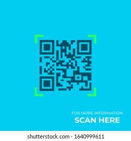 Qr Verification Concept. Scan here for more information. Scan QR code with your smartphone.. QR code in flat style colors. Vector illustration.