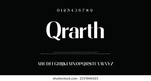 Qrarth Colombo Elegant Font Uppercase Lowercase and Number. Classic Lettering Minimal Fashion Designs. Typography modern sans serif fonts regular decorative vintage concept