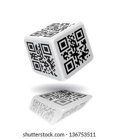 QR-code cube is on the white background.