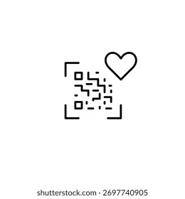 Qr-code and heart. Smart connection, trusted access. Pixel perfect, editable stroke vector icon