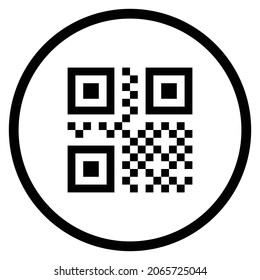 Qrcode Icon. Flat Style Circle Shape Isolated On White Background. Vector Illustration