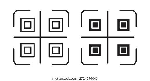 Qrcode icon with line and silhouette versions.