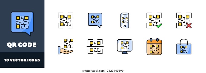 QR-Code icon set. Scan design. Flat style. Vector icons