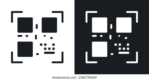 Qrcode icons set vectors black and colored style