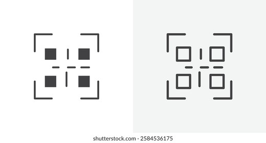 Qrcode icons vectors illustrations in black fill and liner versions