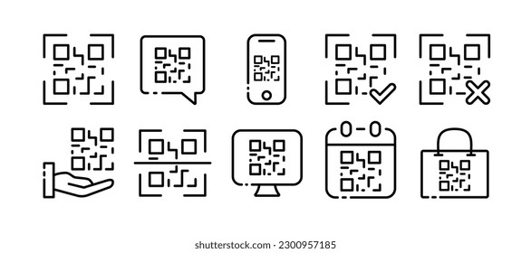 QR-code. Line icon, black, Qr-code icons. Vector icons.