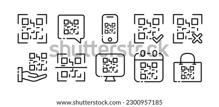 QR-code. Line icon, black, Qr-code icons. Vector icons.