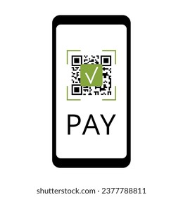 Qr-code on phone screen. Simple vector banner for payment information