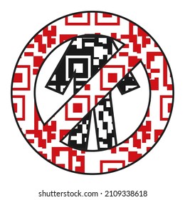 QR-code poster. Abstract QR code sample.  Vector composition. Black abstract  symbols human in flat style isolated on Black background.Qr code icon human.