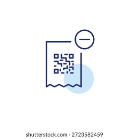 Recebimento com código QR e menos. Pagamento cancelado, fatura indisponível. Pixel perfeito, ícone de vetor de traçado editável