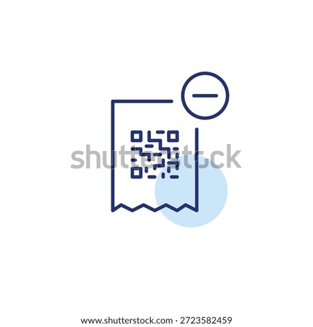 QR-code receipt and minus. Payment cancelled, invoice unavailable. Pixel perfect, editable stroke vector icon