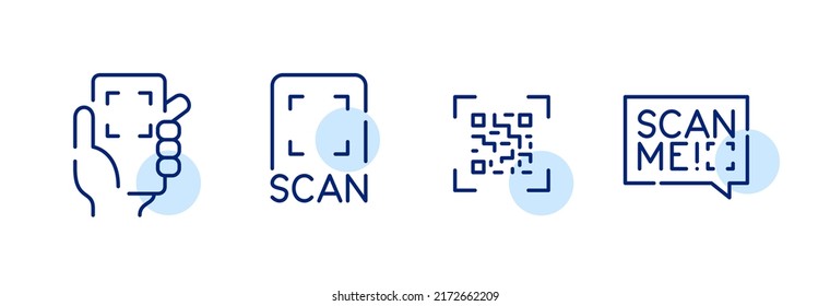 QR-code scan with a smartphone. Pixel perfect, editable stroke icons