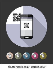 QR-code scanning phone. Vector flat style illustration.