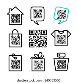 QR-Code. Set of 8 icons