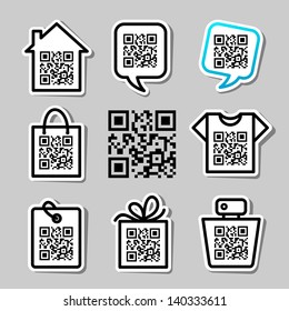 QR-Code. Set of 8 icons